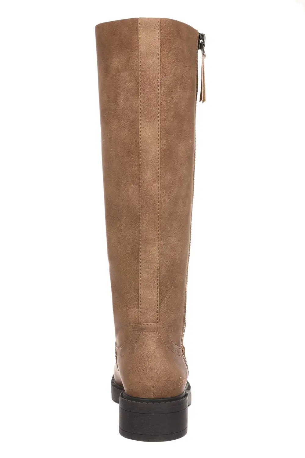 Faux Leather Zip Entry Tall Boots