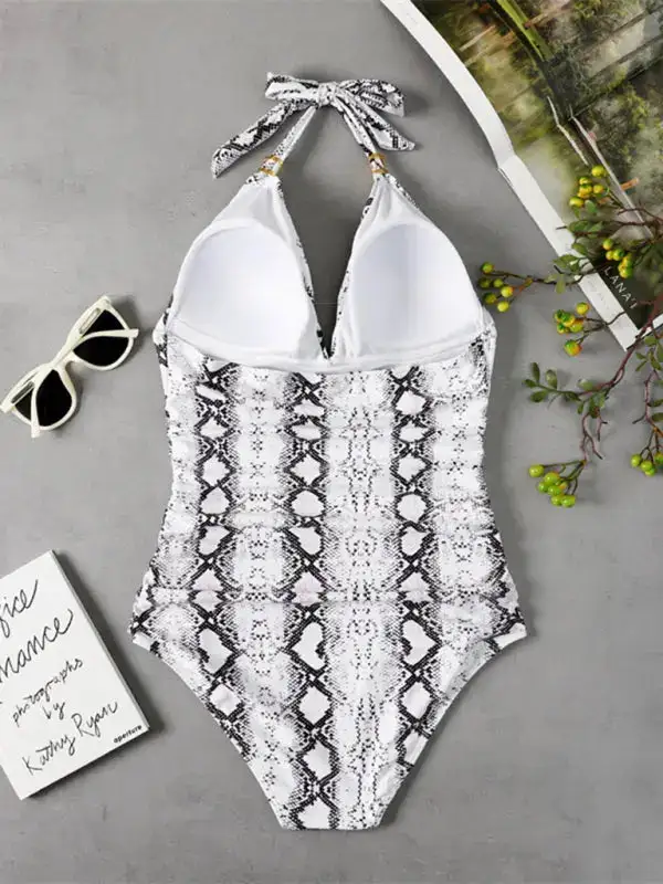 Modest Halter Backless One Piece Swimsuit