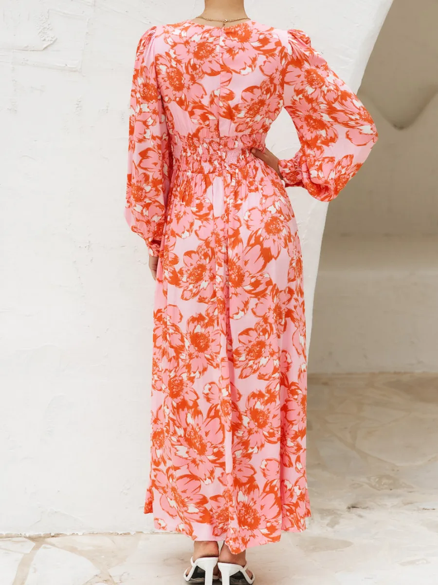 Floral Balloon Sleeve Dress
