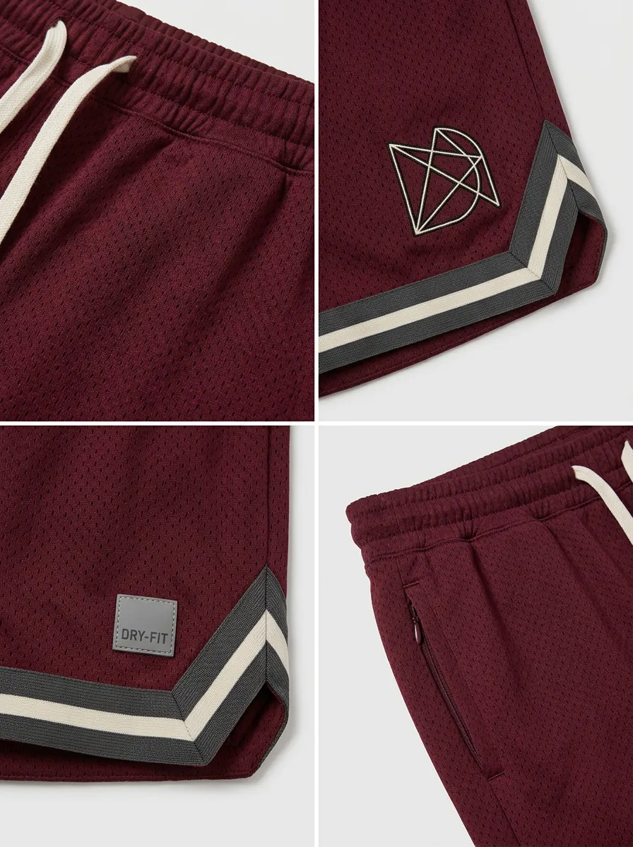 Urban Geometric Pattern Striped Detail Design Men's Basketball Shorts