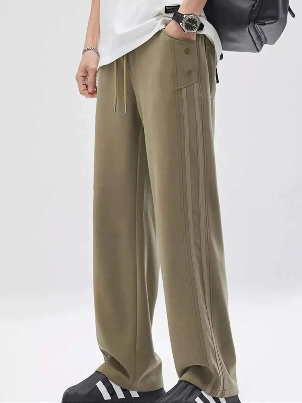 Drawstring Wide Leg Casual Pants