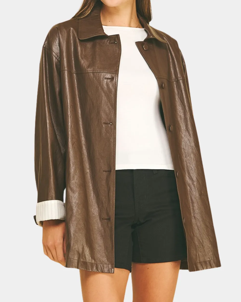 Faux Leather Blazer