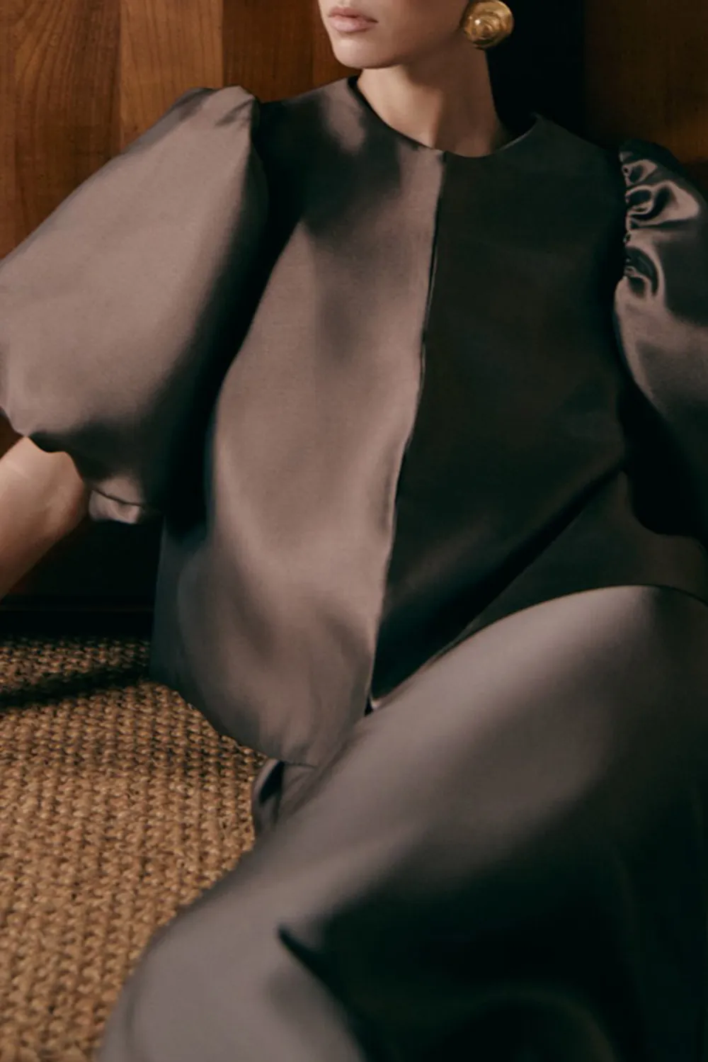 Puff Sleeve Scarf Neck Blouse