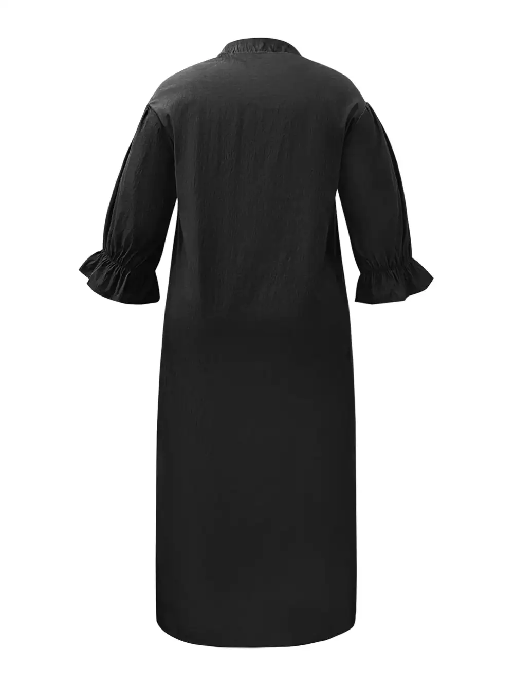 Button Front Puff Sleeve Shirt Dress