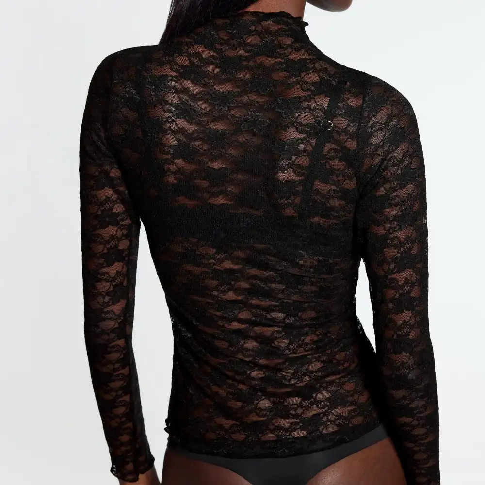 Lace Long Sleeve Top Black