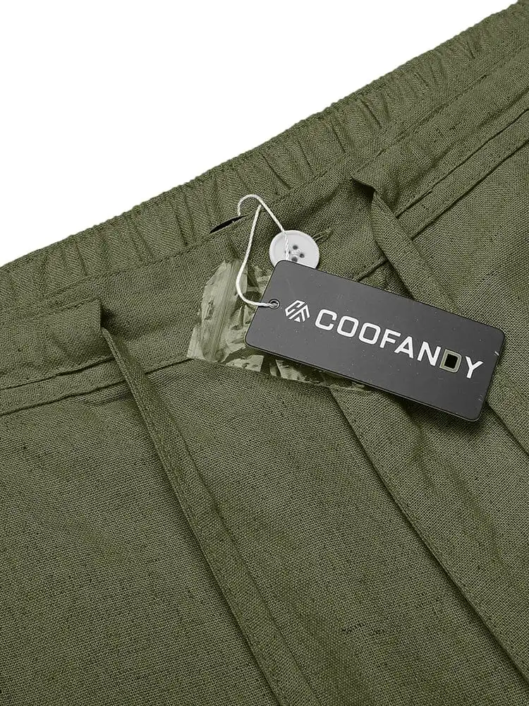 Casual Straight Linen Drawstring Pants