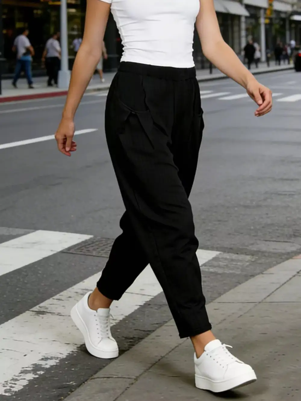 Plus Size Elastic Waist Harem Pants