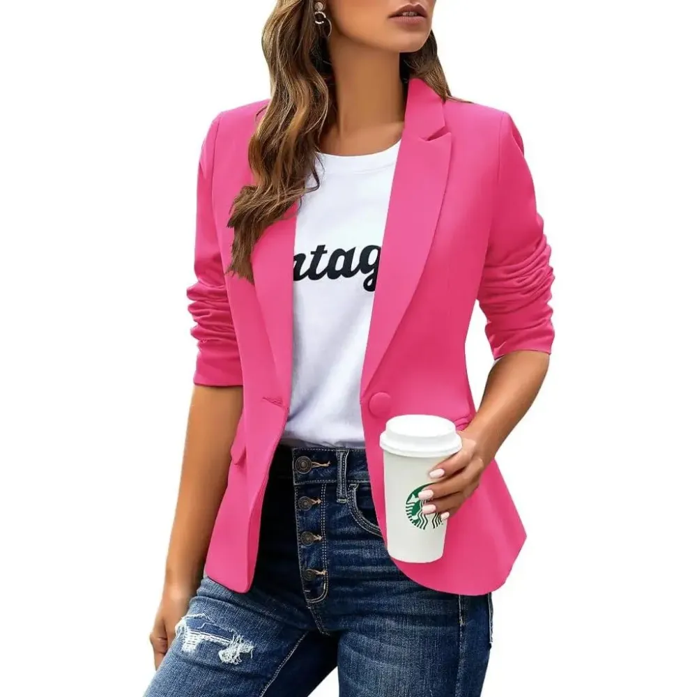 Women’s Slim Fit Office Blazer – Long Sleeve Lapel Jacket