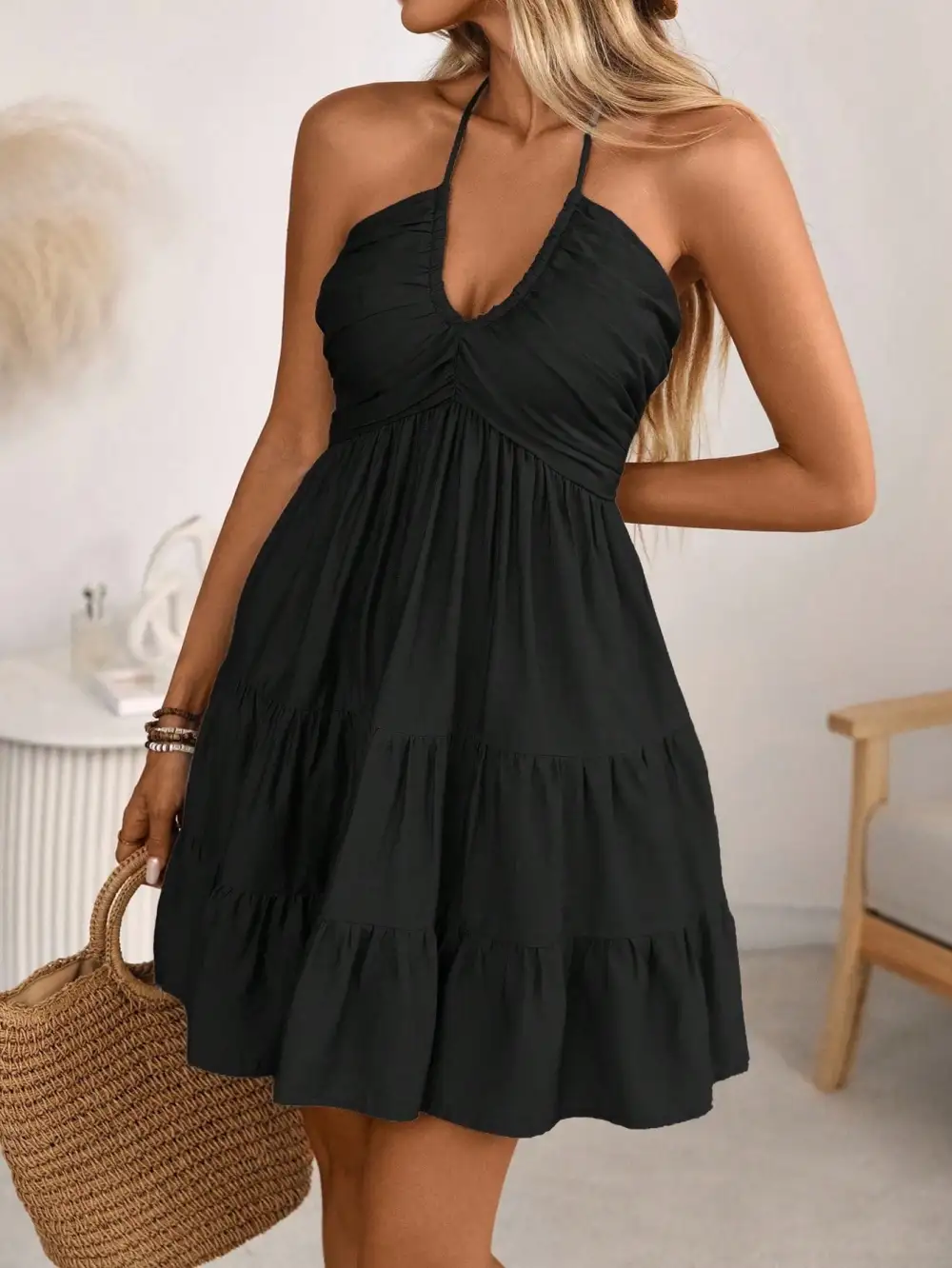 Tiered Halter Casual Dress