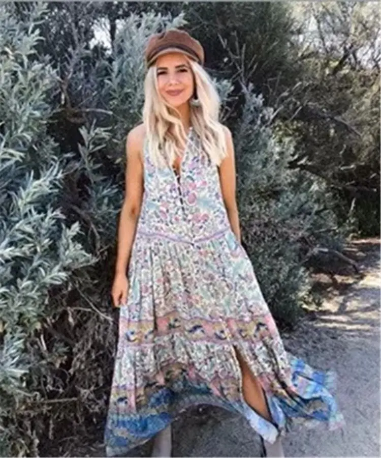New Bohemian Sleeveless Print Long Dress