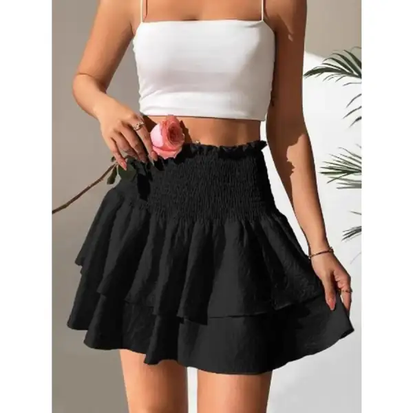 Smocked Layered Mini Skirt