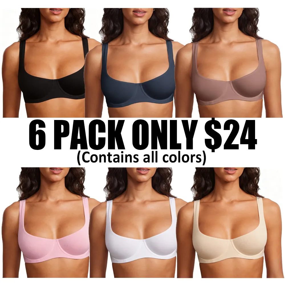 Unpadded Demi-Cup Bra🔥6-Pack - All Colors Included, Only $24
