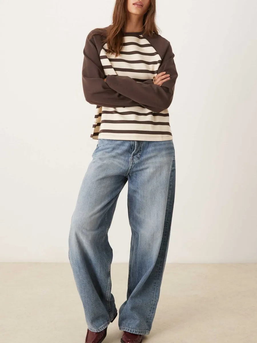Stripe Raglan Long-Sleeve Top
