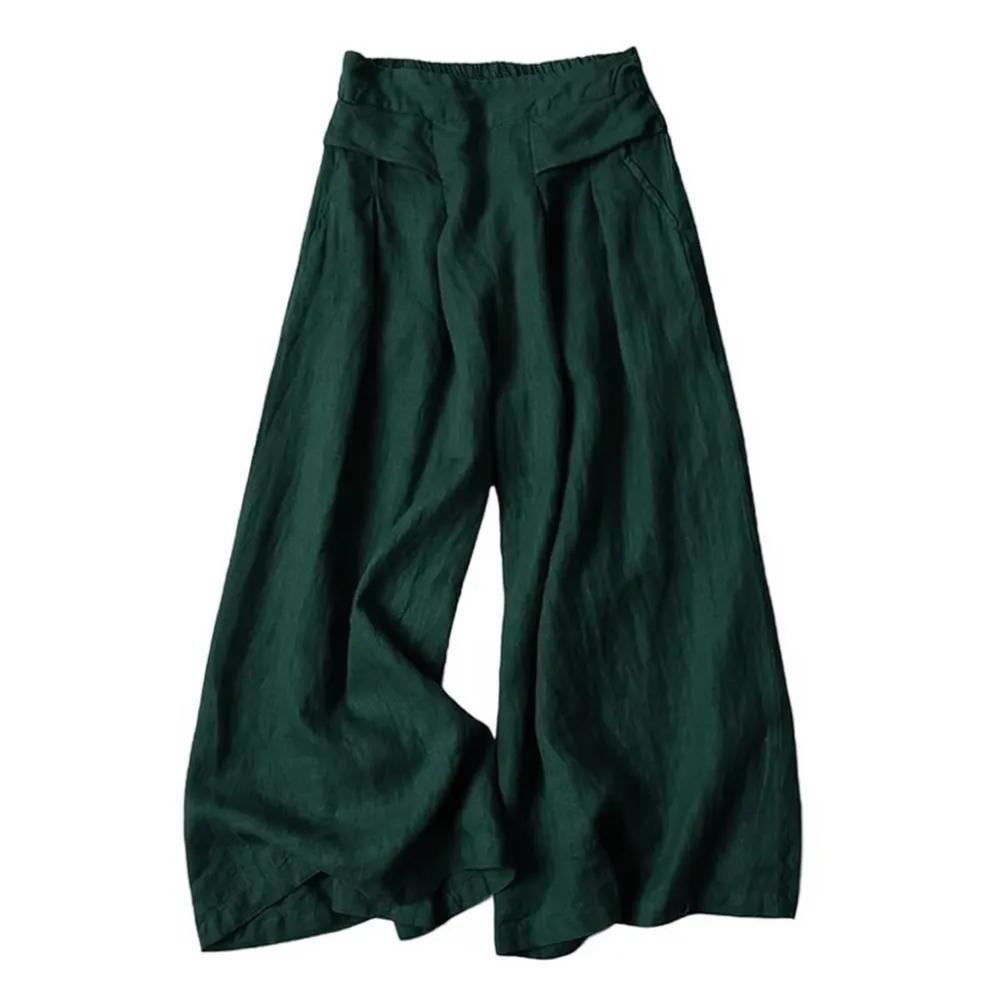 Women's Cotton and Linen Seven-Point Wide-Leg Pants