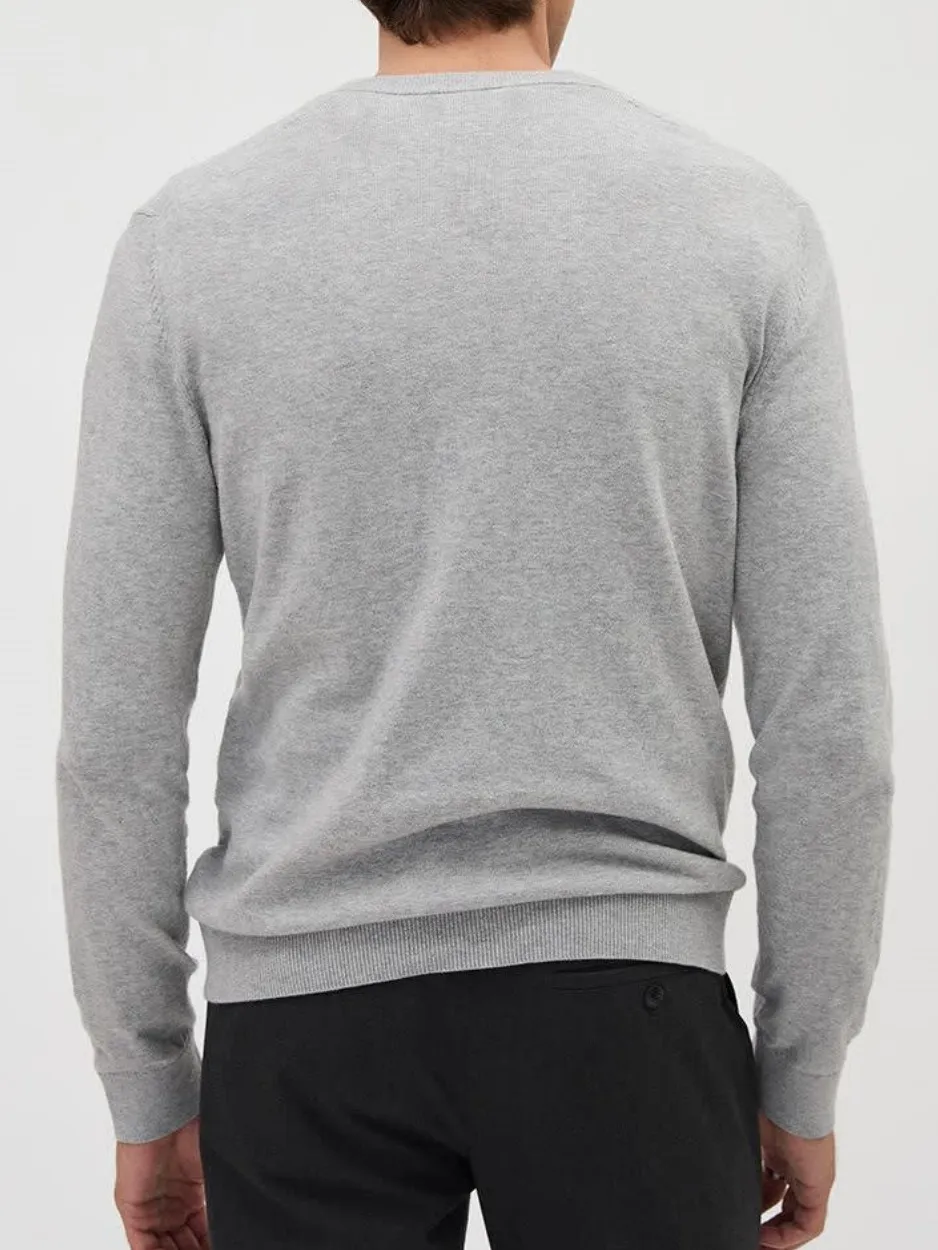 Soft Grey Long-Sleeve Crew-Neck Sweater