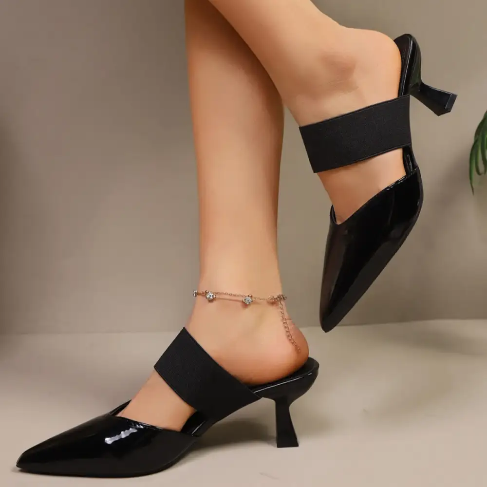 Point Toe Flare Heel Sandals
