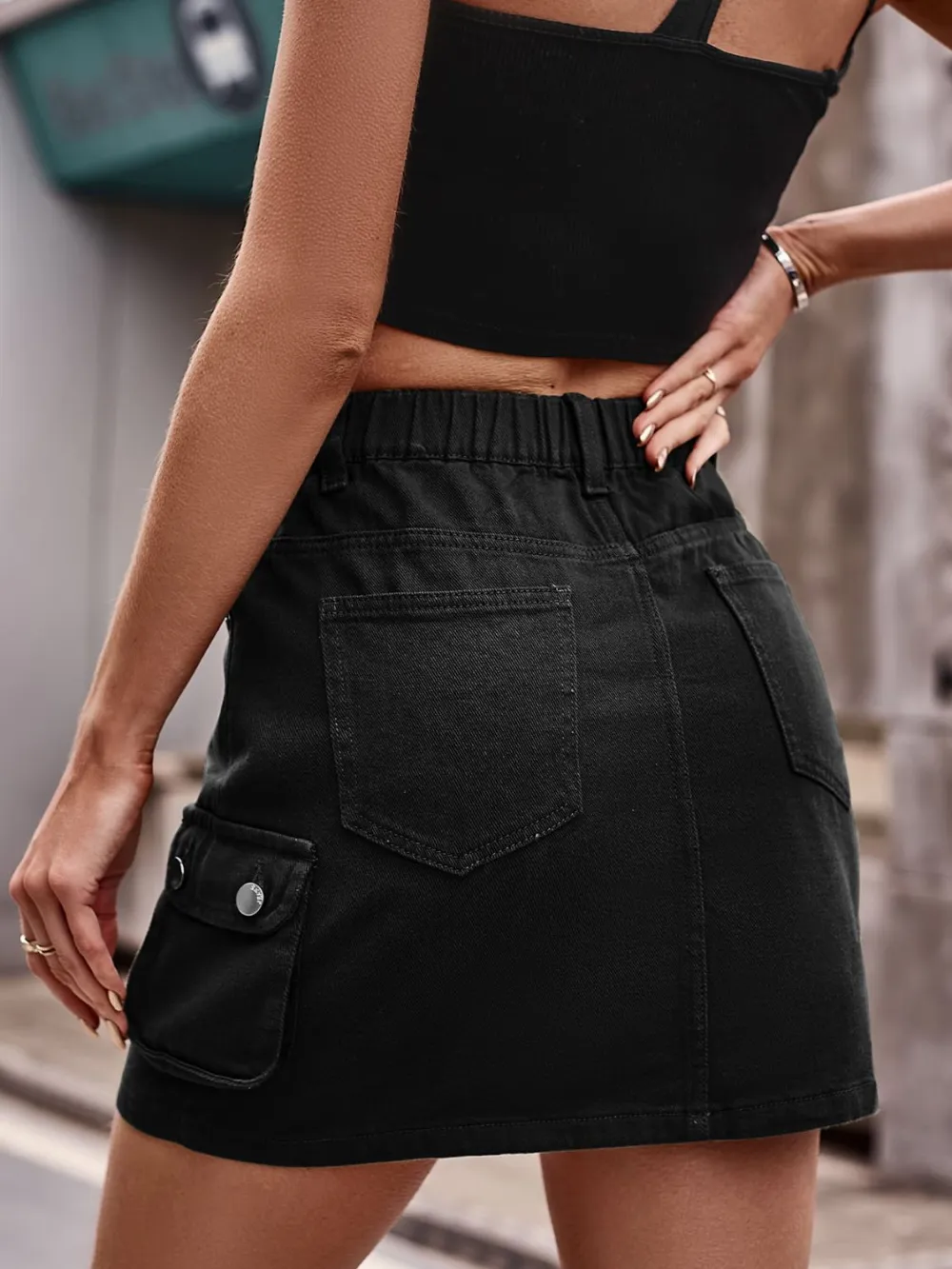 Denim Mini Skirt With Pockets