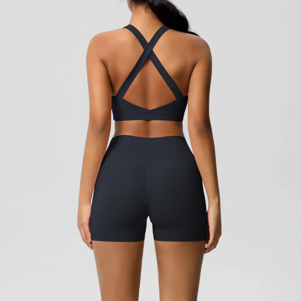 Cross-Back Backless Two-Piece Shorts Active Set