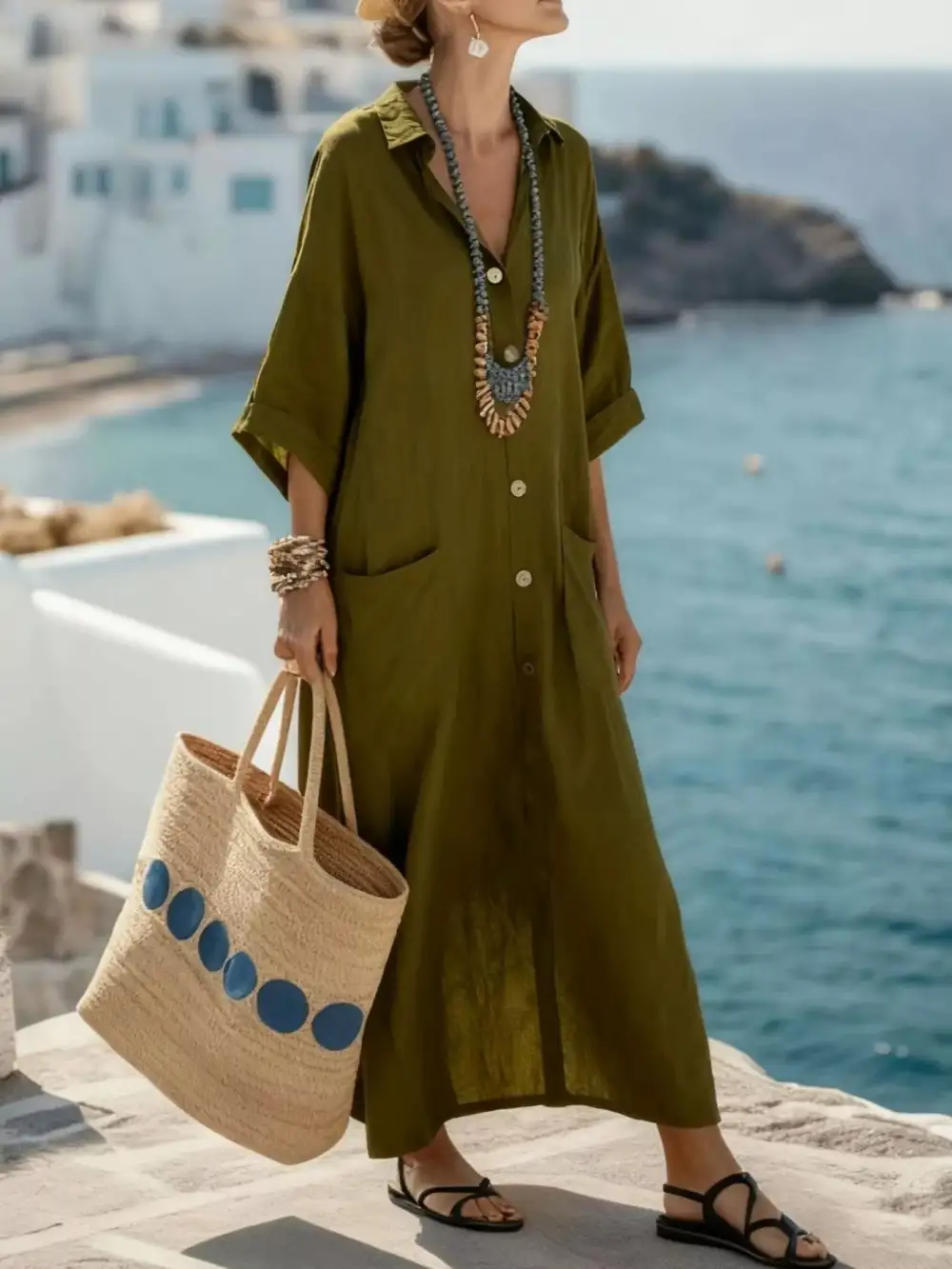 Button Front Maxi Dress