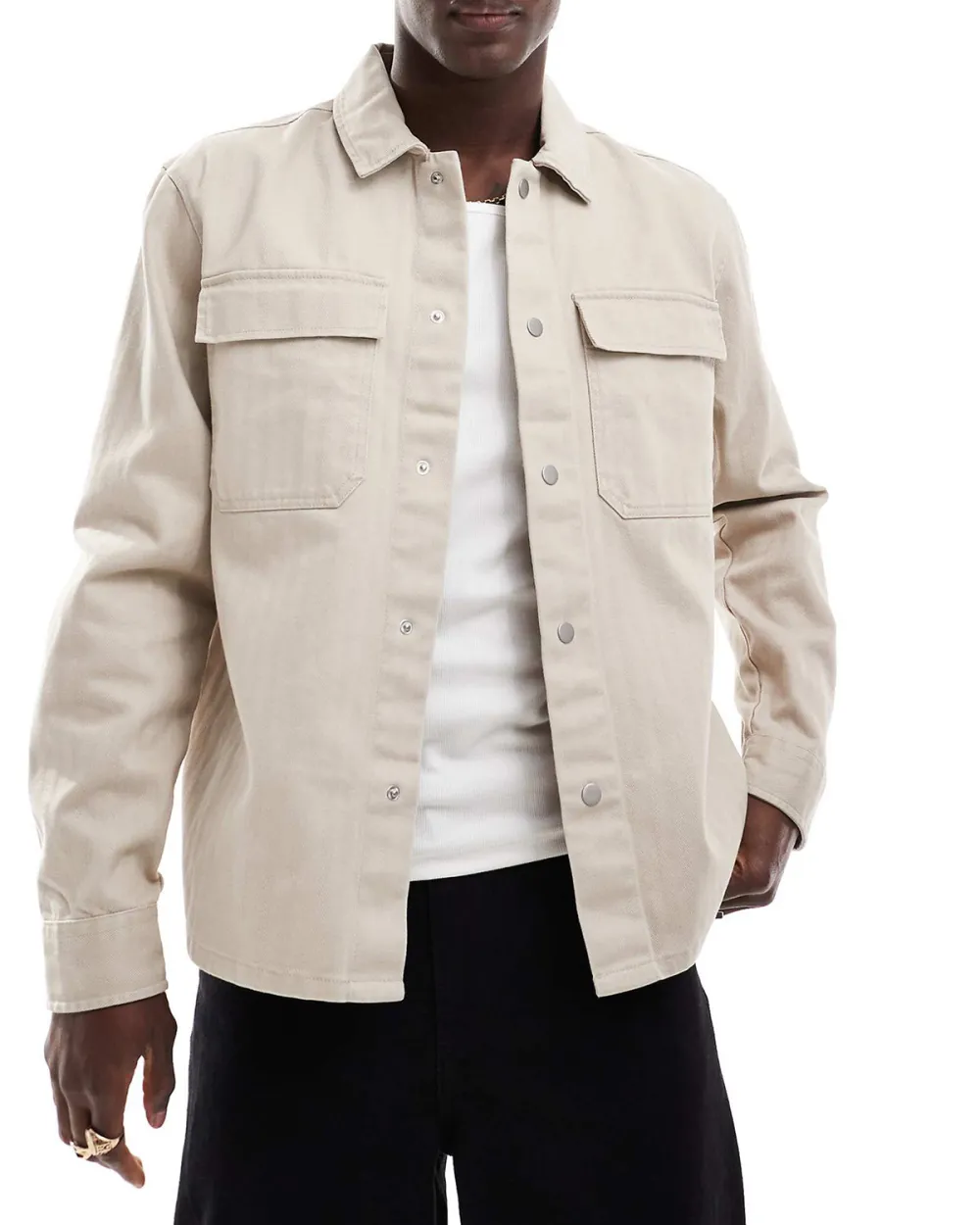 Polyester Over Shirt In Stone