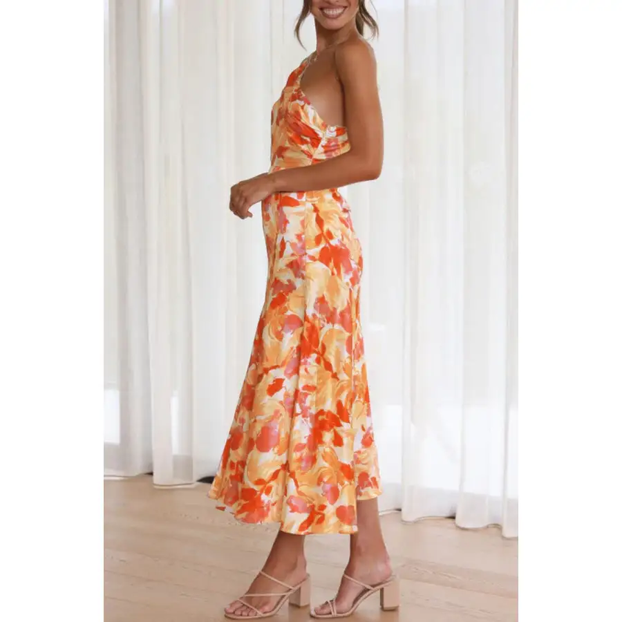 Shoulder Ruched Single Shoulder Midi Dress