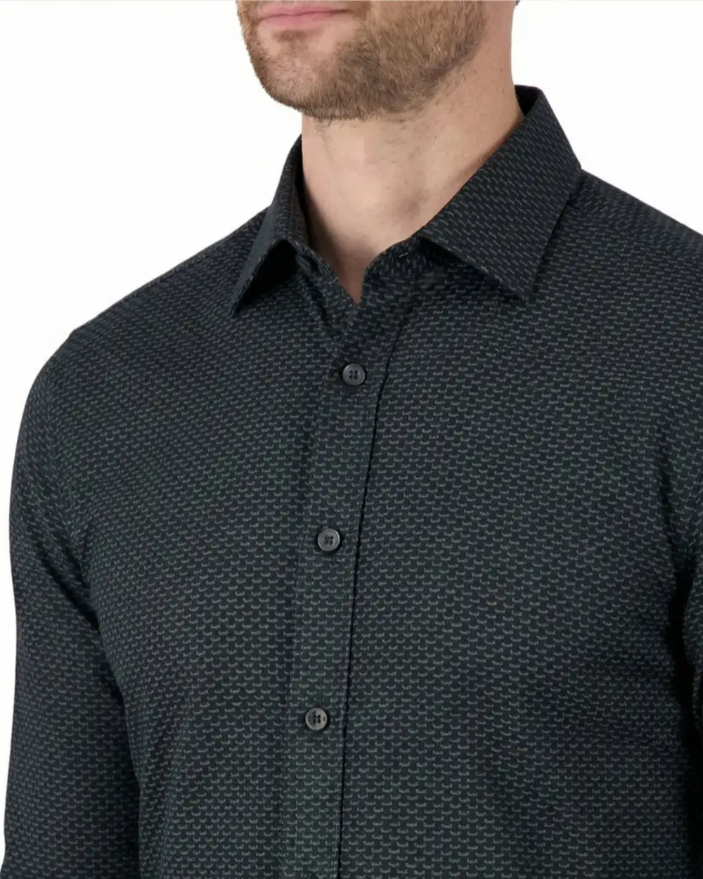 Geometric Geometric-Print Four-Way-Stretch Men's Sport Shirt