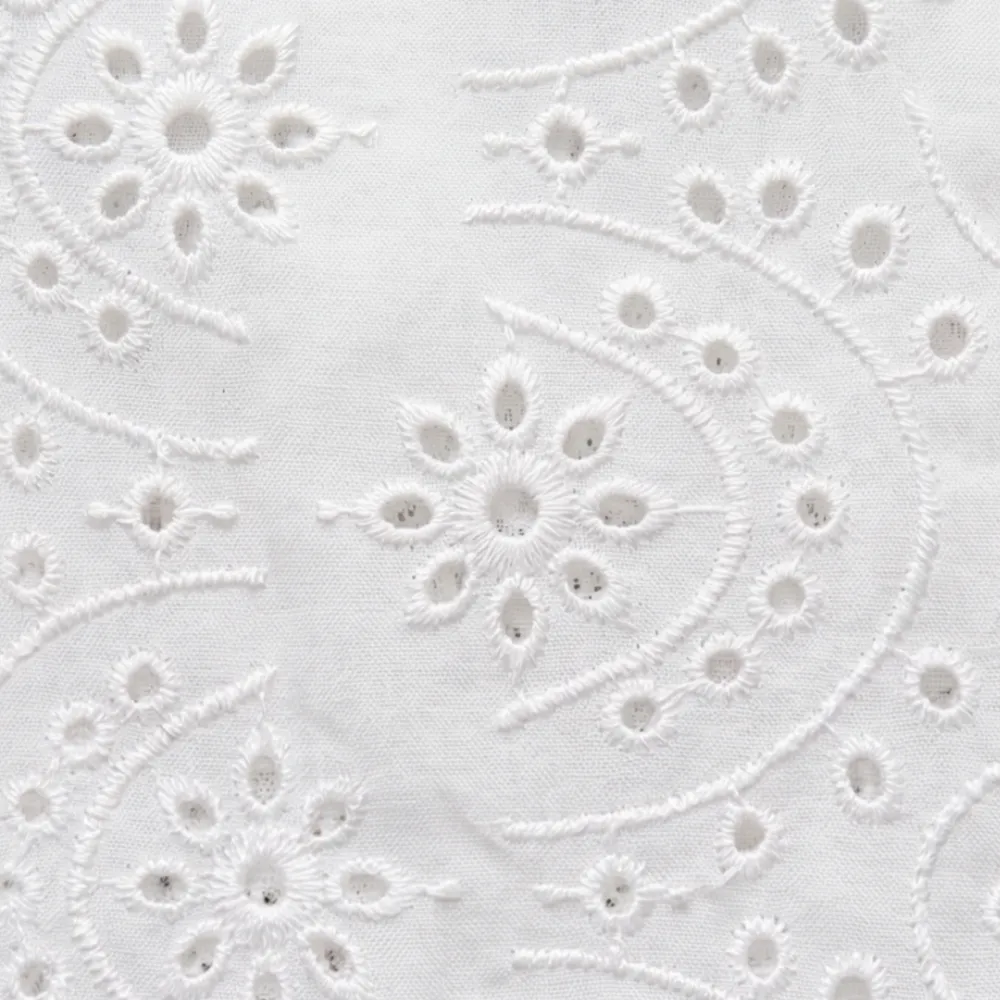 Embroidered Eyelet Button Blouse