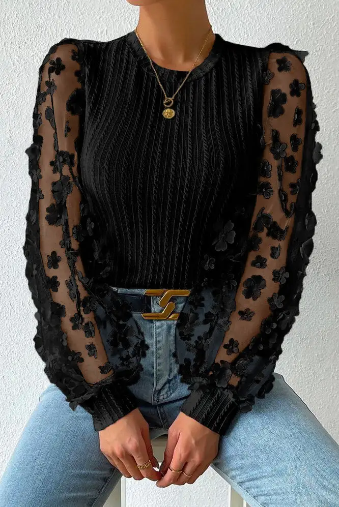 Floral Ribbed Textured Blouse