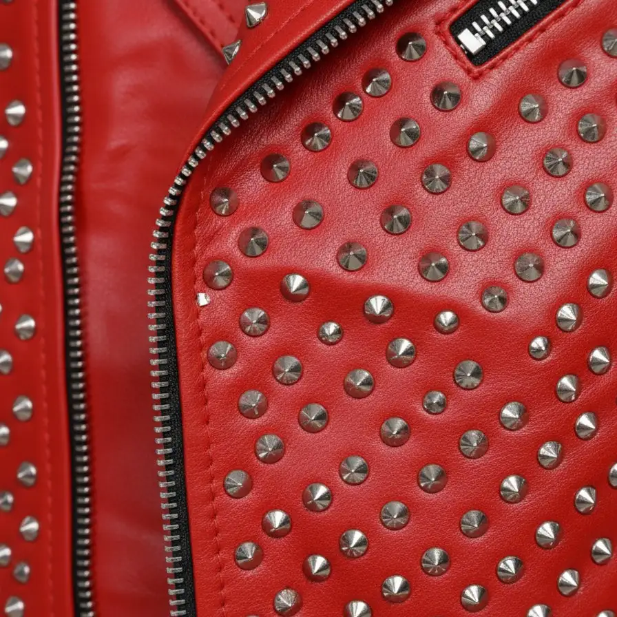 Structured Leather Biker Studded Jacket