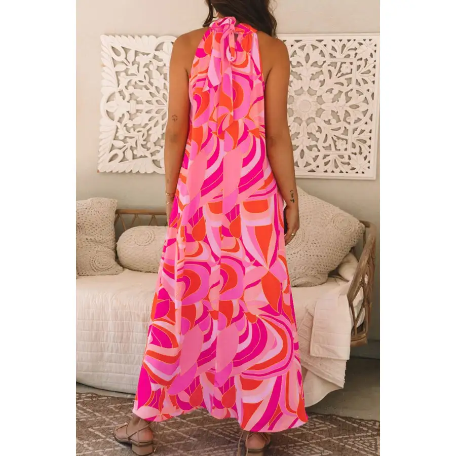 Contrast Grecian Neck Maxi Dress
