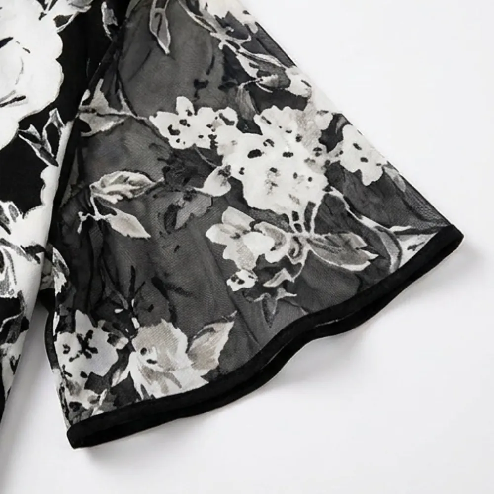 Floral Chiffon Sheer Midi Dress