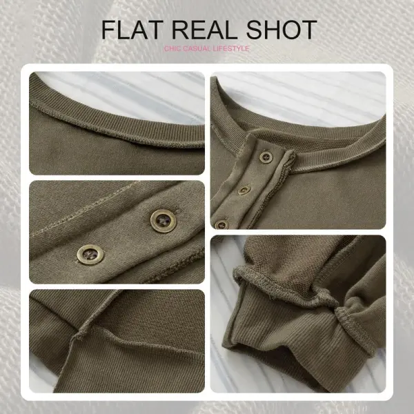 Women's Oversized Button Henley Sweatshirts
