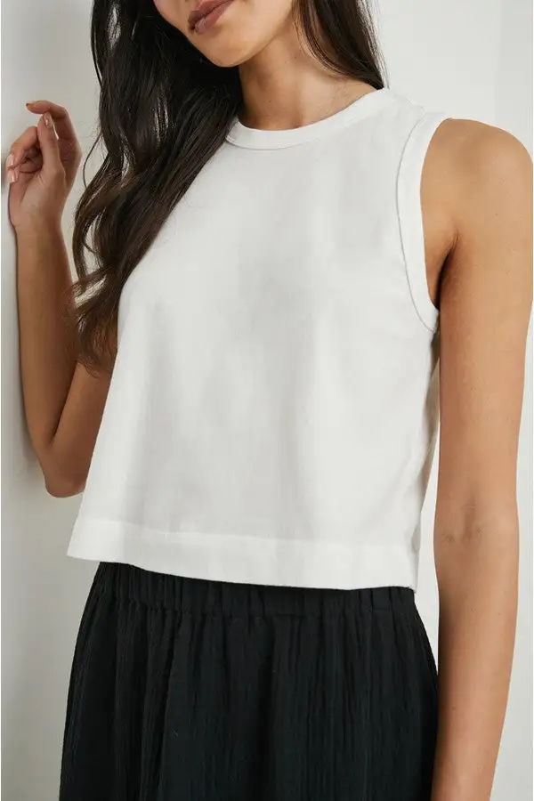 White Boxy Fit Sleeveless Tank Top
