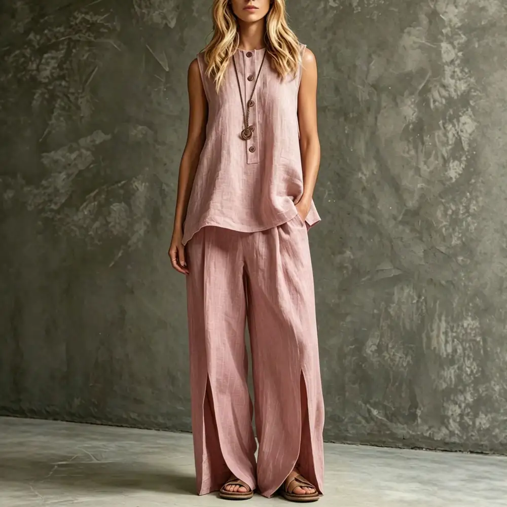 Classic Wide-Leg Sleeveless Women's Matching Set