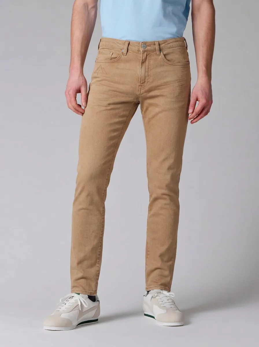 Men's Classic Comfort Geometric Triangle Printed Stretch Denim Jeans