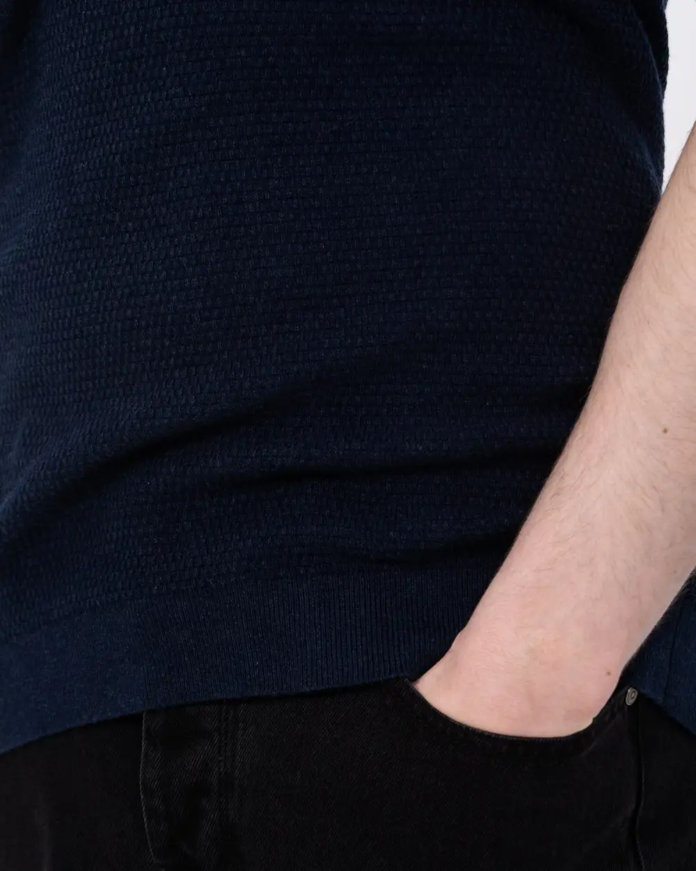 Timeless Textured Open Collar Polo Shirt