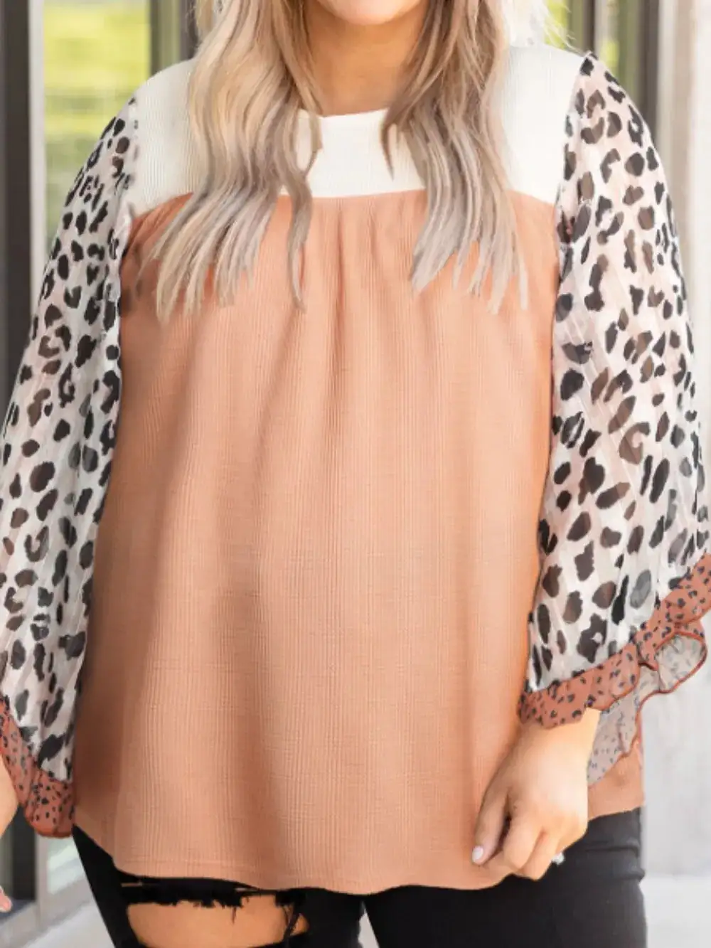 Modern Ruffle Trim V-Neck Blouse