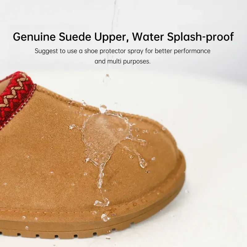 Women's leather outdoor suede slippers, mini heightening boots, short boots with soft fur lining