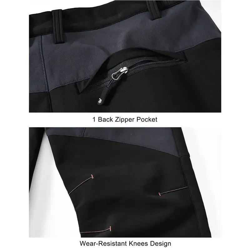 Men's Waterproof Pants Insulated Cold weather Hiking Winter Snow Ski Softshell Outdoor Pants Zipper Pockets Climbing Thermal Jogger Trousers Thermal Lined Jogger pants men