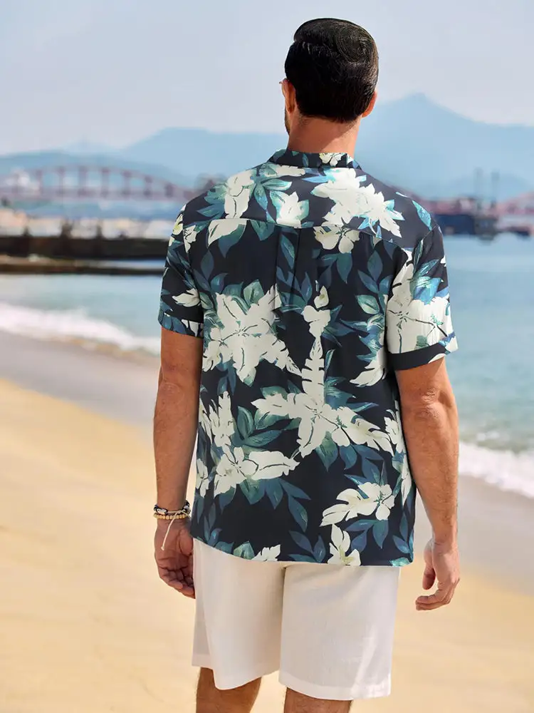 Casual Breathable Hawaiian Henley Shirt