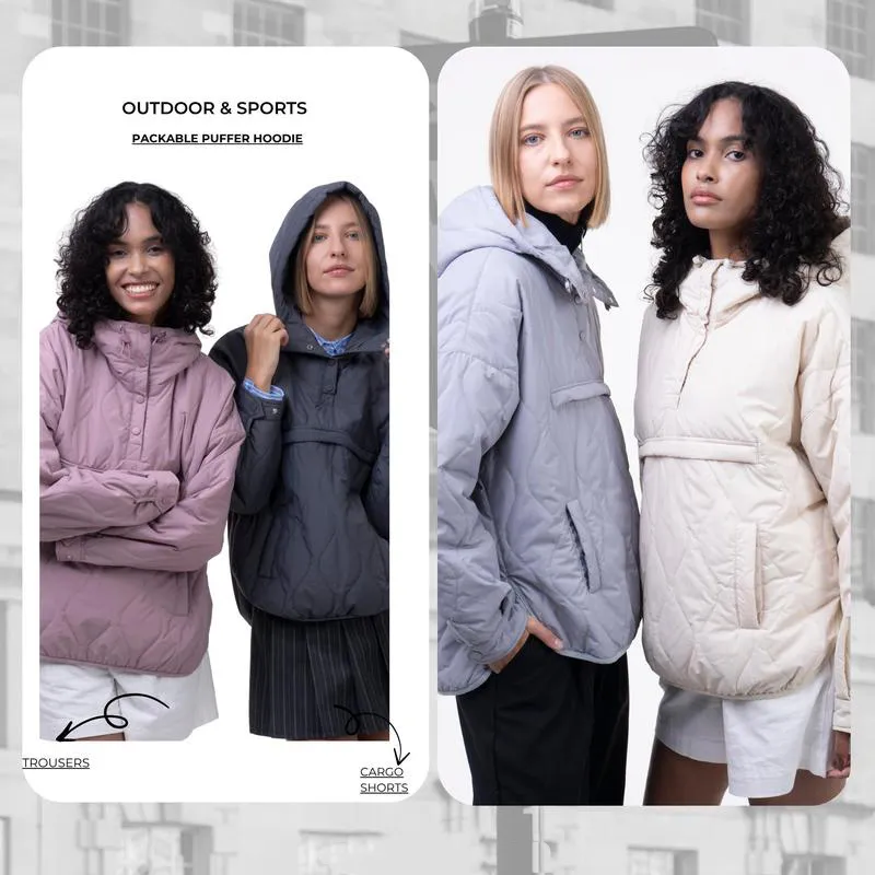 Women's Packable Puffer Hoodie Coat