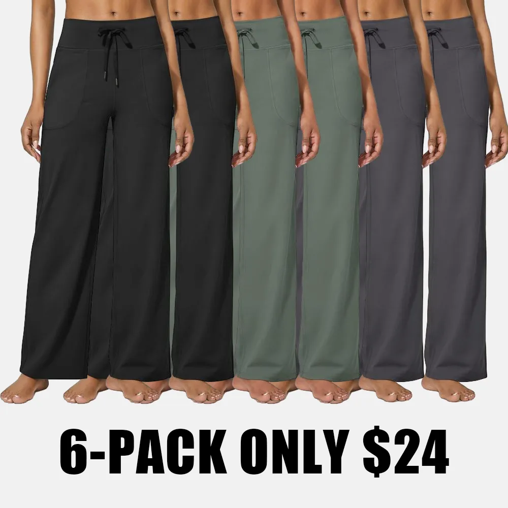 Wide Leg Pants for Women Yoga Pants High Waist Sweatpants with Pockets Stretch Lounge Pants Comfy Workout Athletic Wear Fitness Apparel Outdoorfun