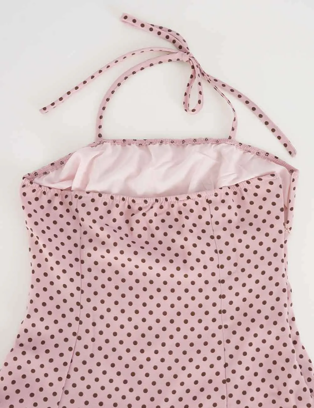 Chic Polka Dot Square Neck Halter Mini Dress