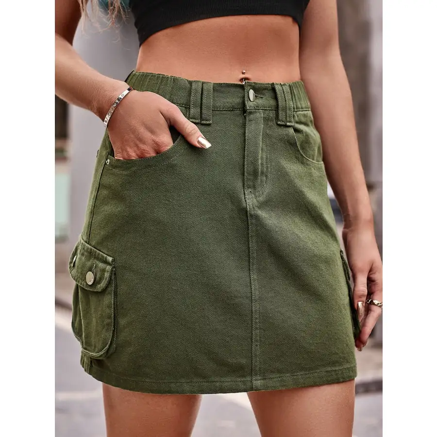 Denim Mini Skirt with Pockets
