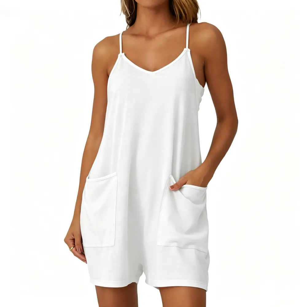 Women's Minimalist Cotton Blend Acid Wash Romper