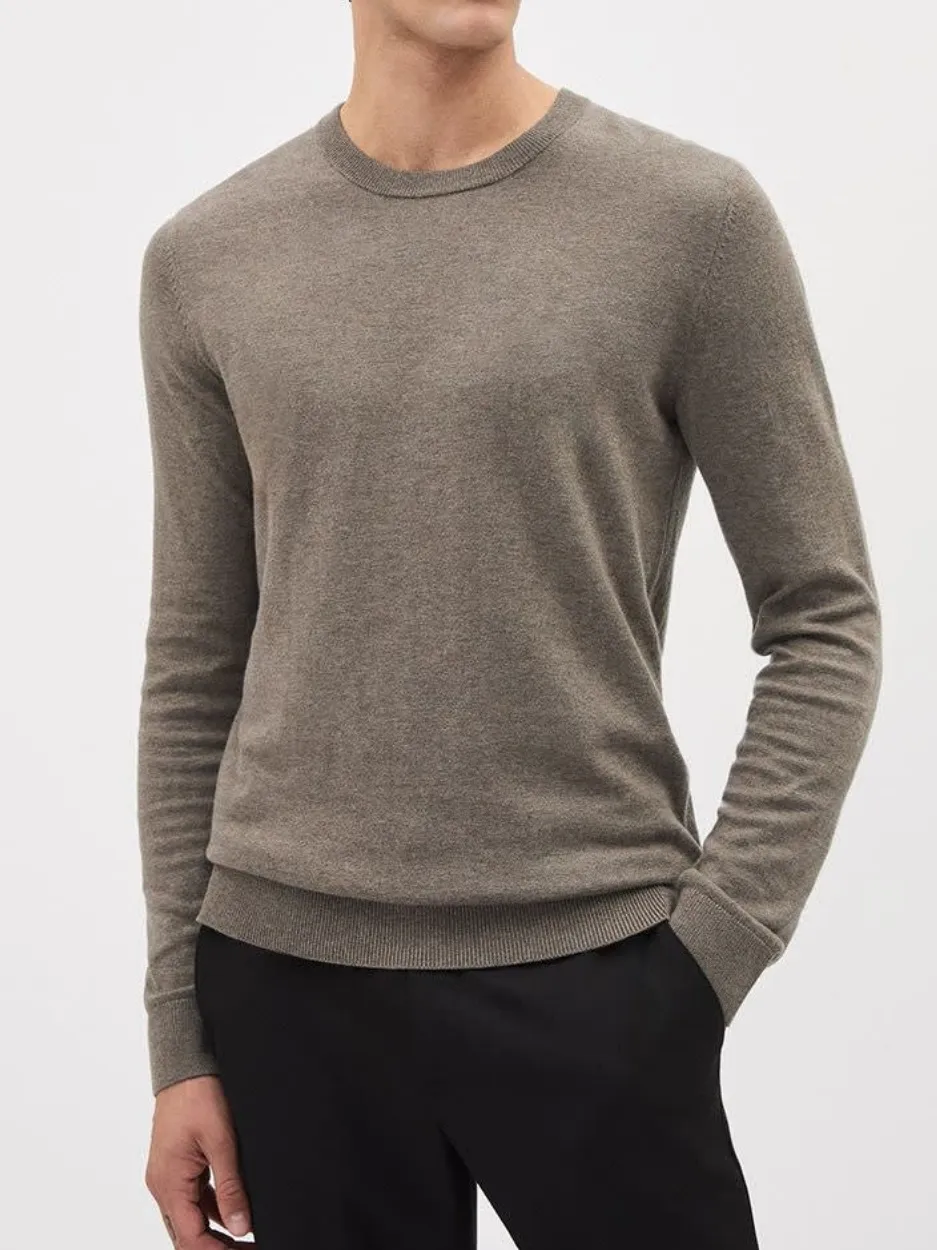 Muted Gray Crew Neck Long Sleeve Sweater