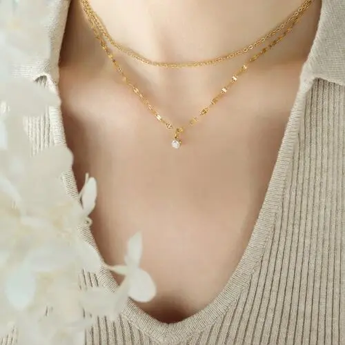 Titanium Steel Double Layered Necklace
