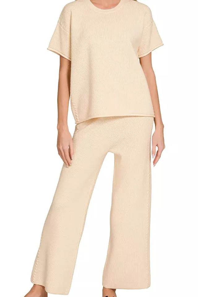 Relaxed Viscose Round Neck Top & Pants Set