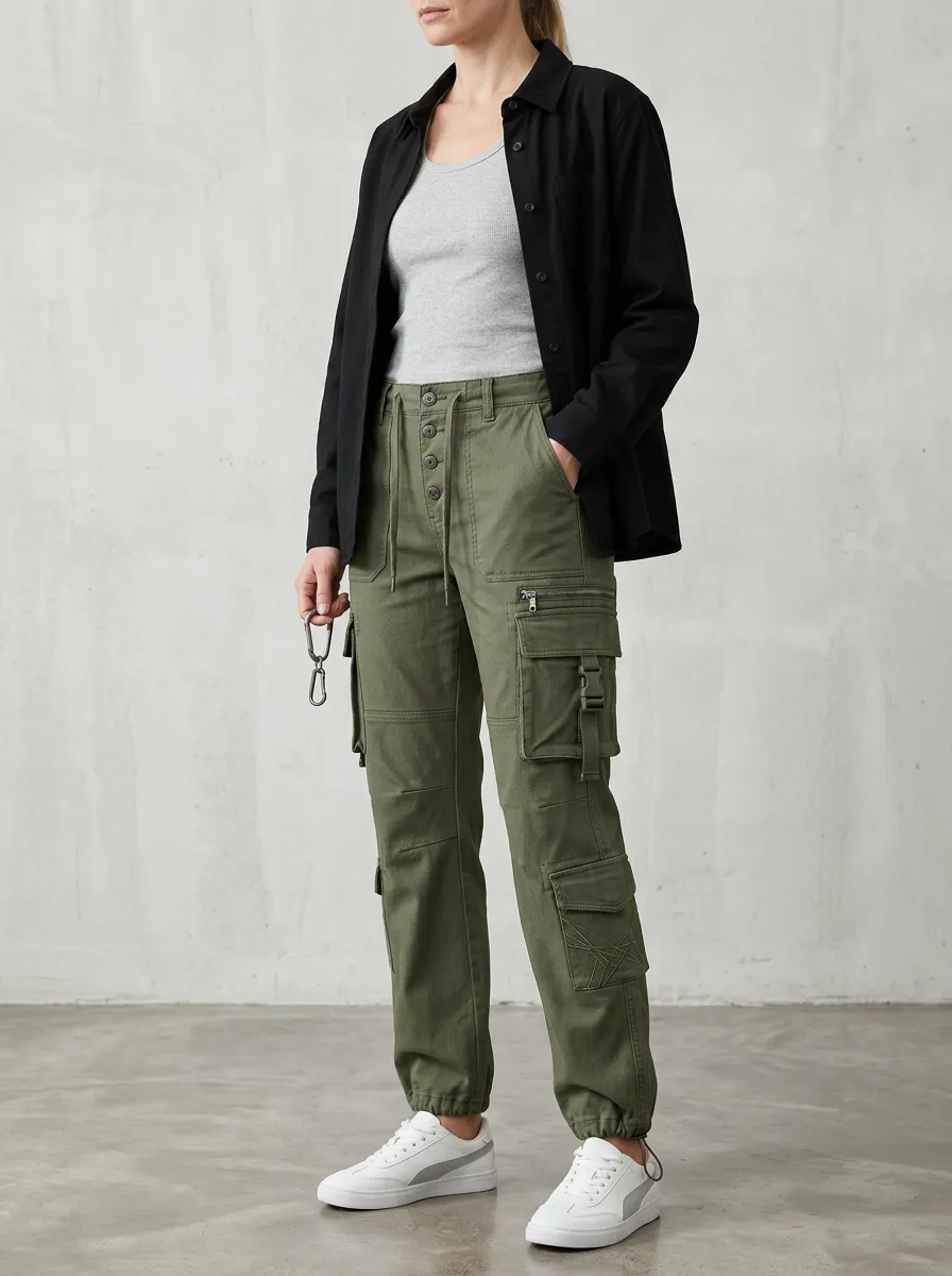 Flexible Utility Style Tactical Style Profile Women's Multi Pocket Cargo Pants
