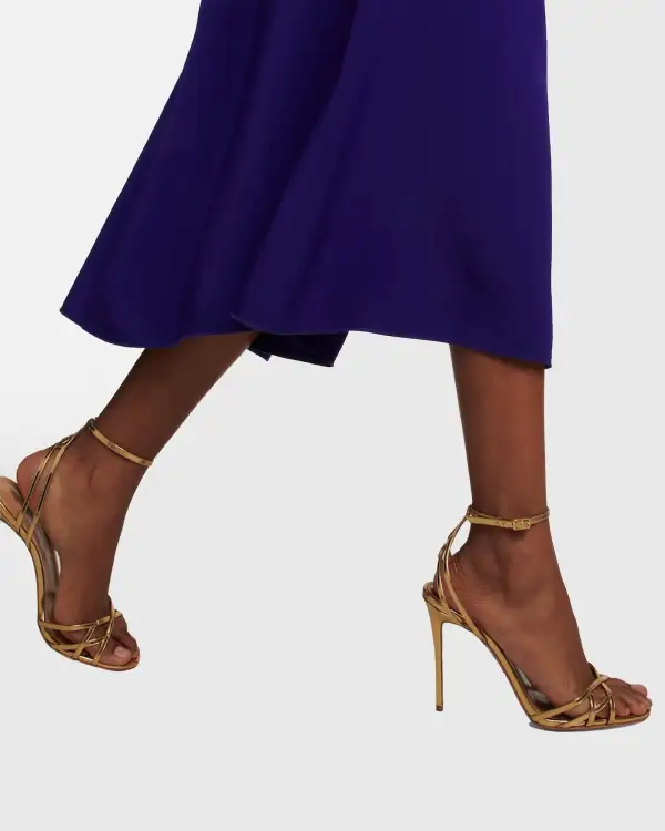 Metallic Chiasma Strap Sandals